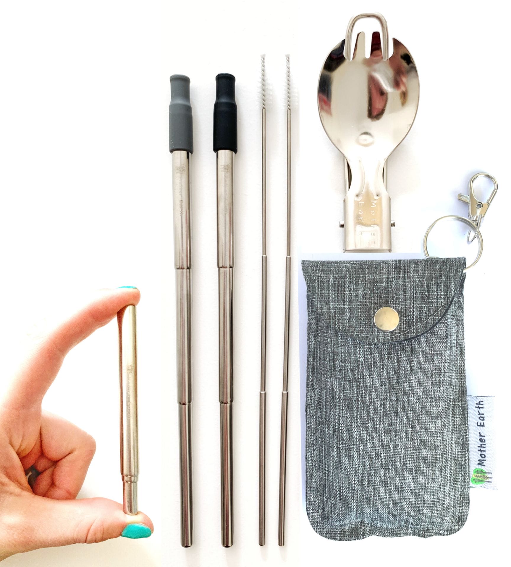 me mother earth collapsible straw and spork kit