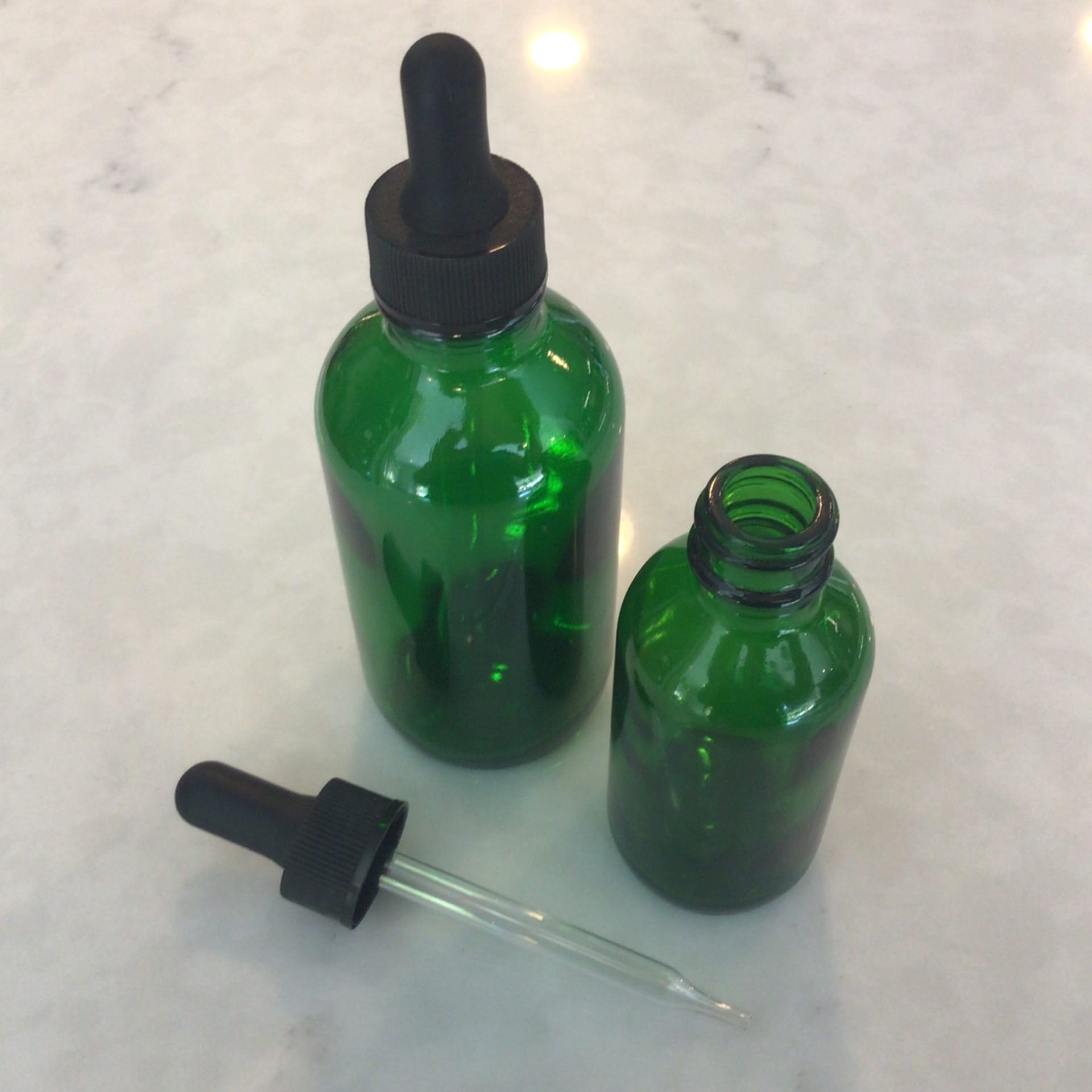 8 oz Green Recycled Boston Glass Bottle with Cork Stopper