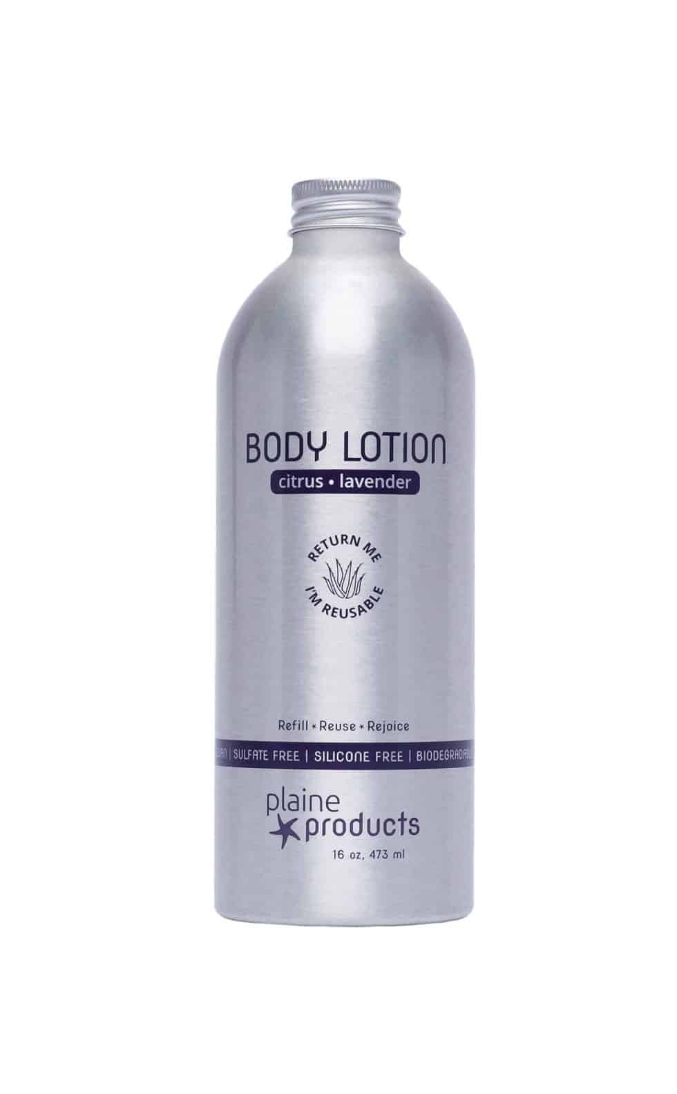 plaine products body lotion pre filled bottles